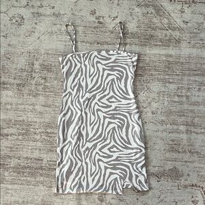 SHEIN Zebra Print Mini Dress - Gray and White